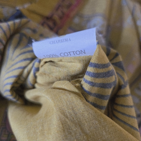 Printed Long Top Yellow Kameez 100% Cotton Causal Wear Dress Size L - Picture 8 of 9